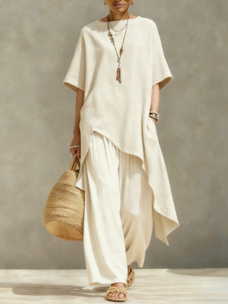 Linen Pant Wide - Conjuntos de Pantalones de Lino y