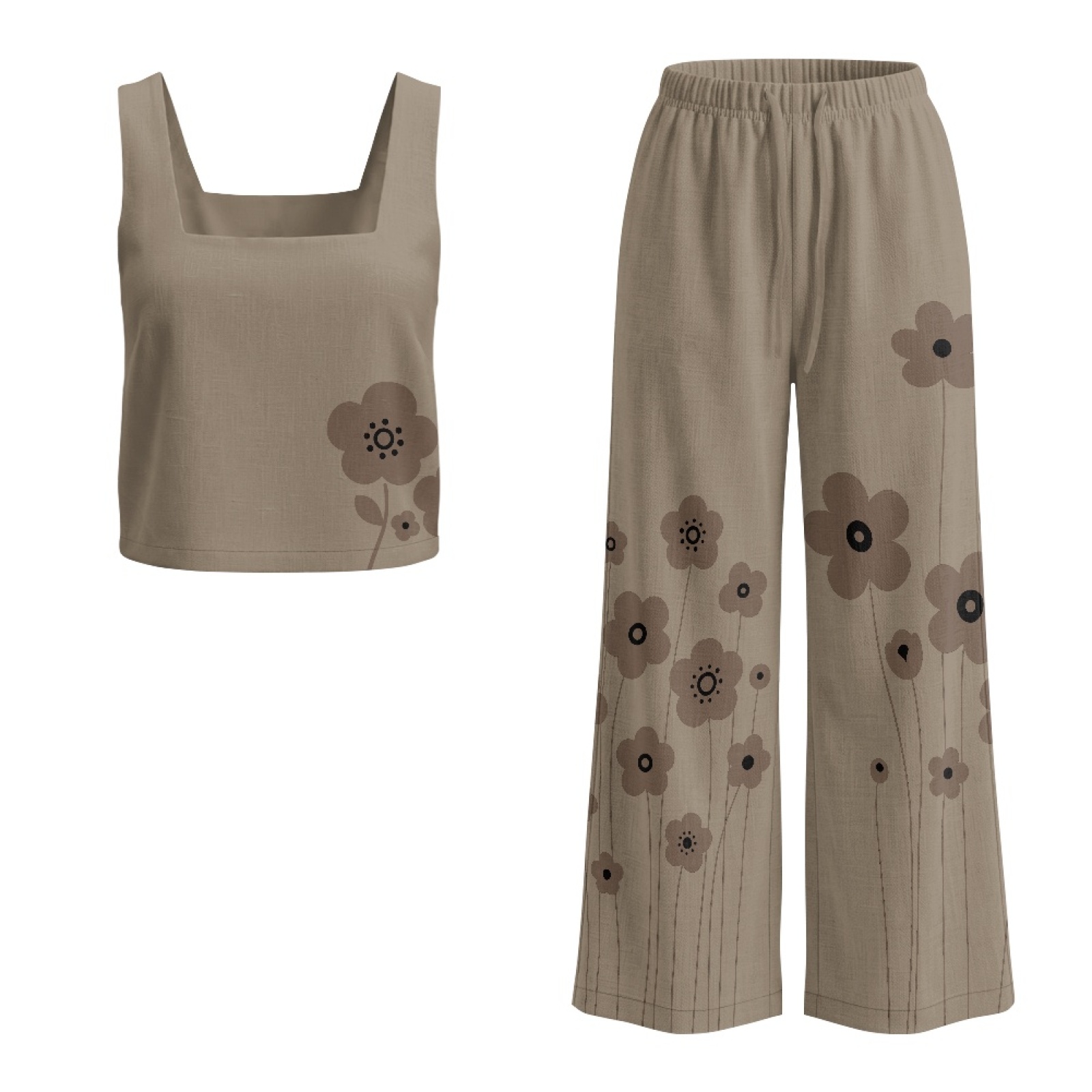Linen Pant Wide - INSTANTARTS Conjunto de chaleco de lino