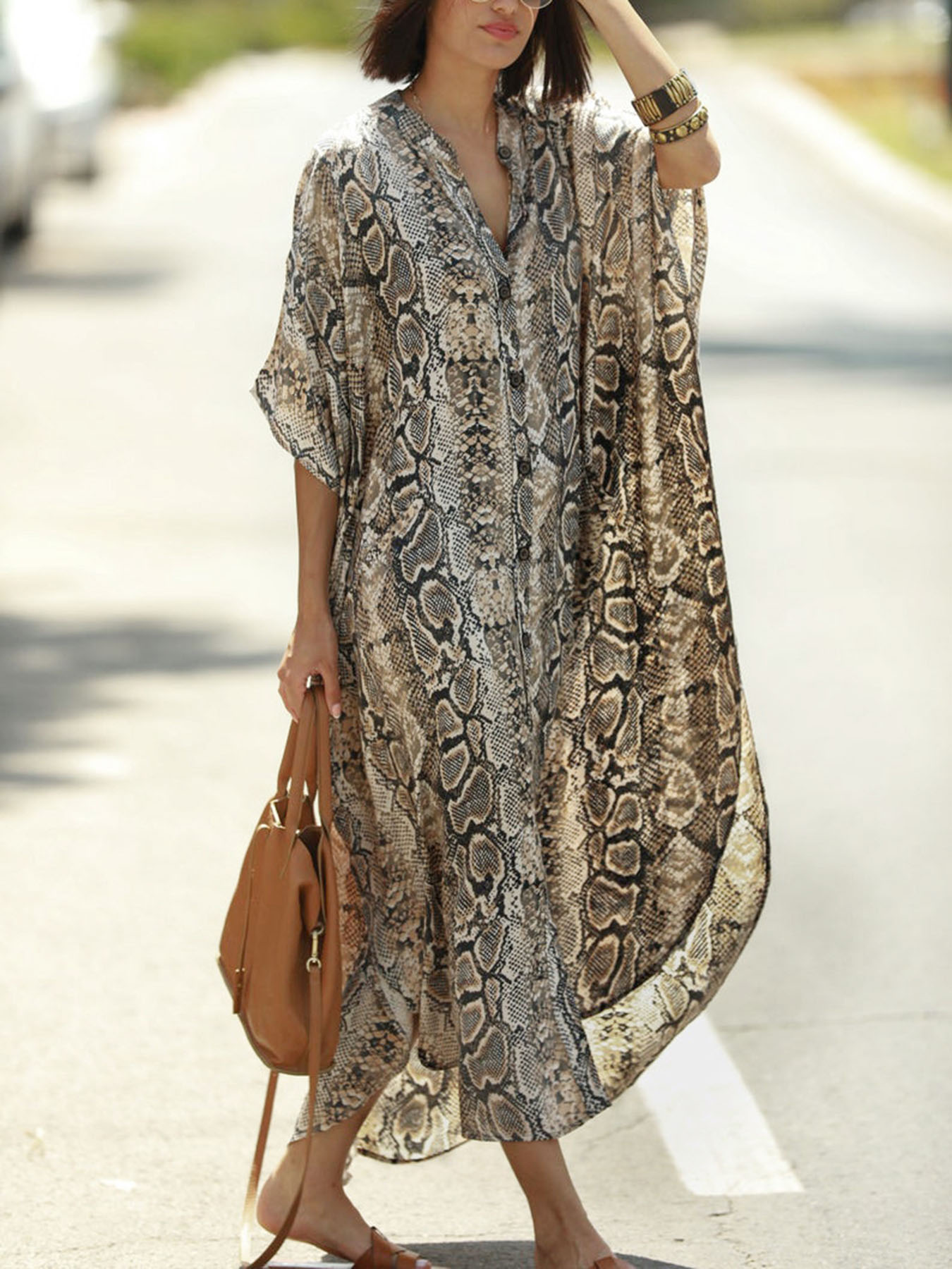 Cover Up Kaftan - Pareo de Playa con Estampado Bohemio