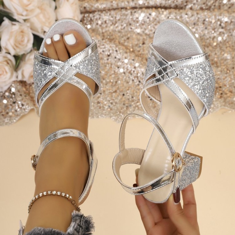 Sandal Strappy Heeled - Sandalias de tacón de bloque para