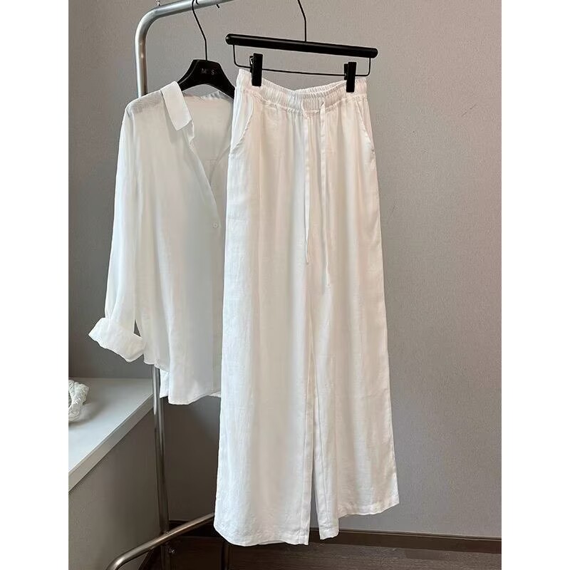 Linen Pant Wide - Conjunto de Pantalones Anchos de Lino