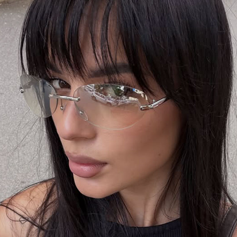 Sunglasses Cat Eye - Gafas de Sol Ovaladas sin Montura