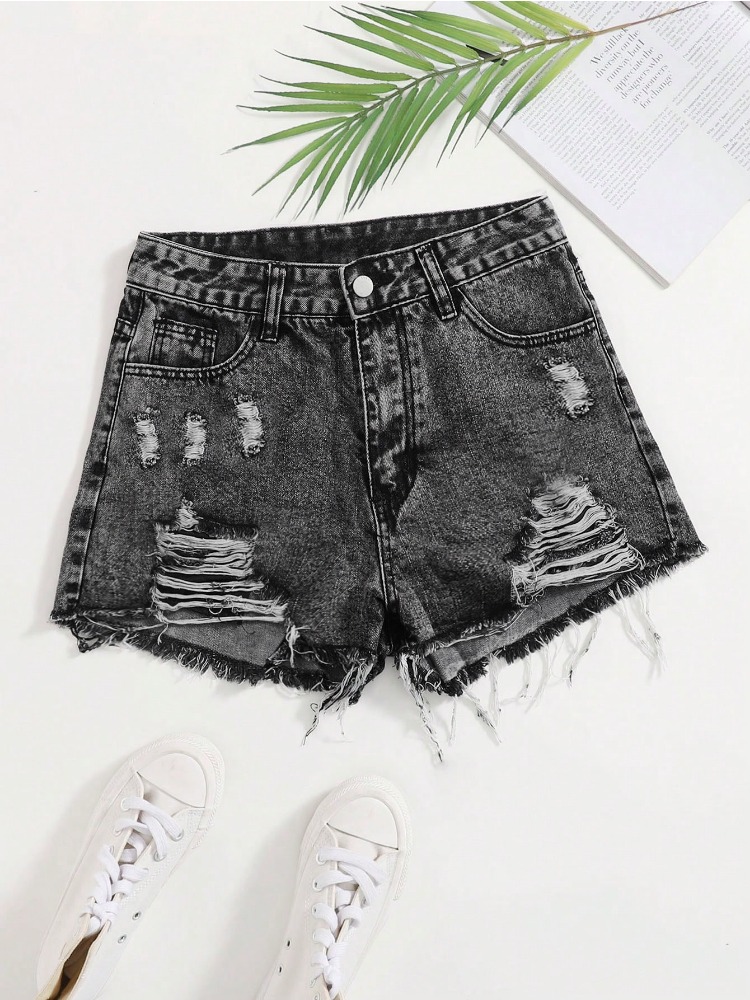 Nuevos shorts vaqueros vintage - Shorts Denim Frayed reseña y precio