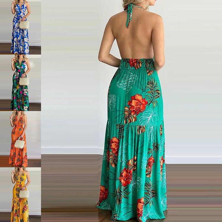 Vestido Maxi Floral Largo sin  - Maxi Dress Halter reseña y precio