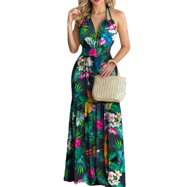 Vestido Maxi Floral Largo sin  - Maxi Dress Halter reseña y precio