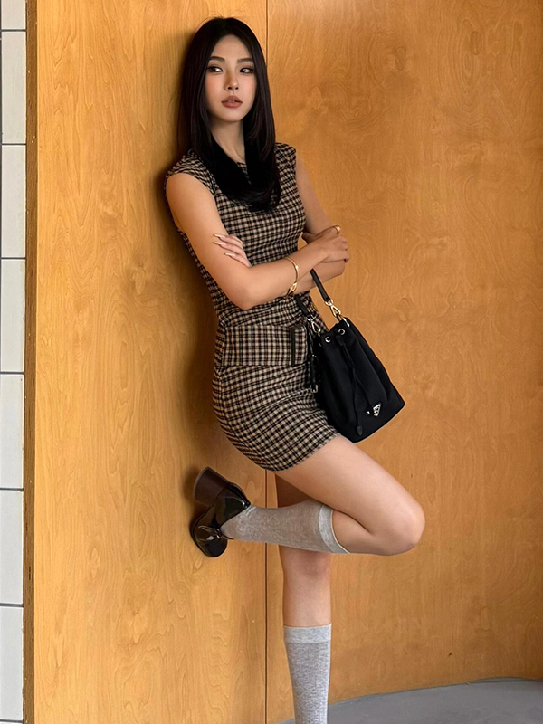 Vestido retro coreano a cuadro - Linen Dress Wrap reseña y precio