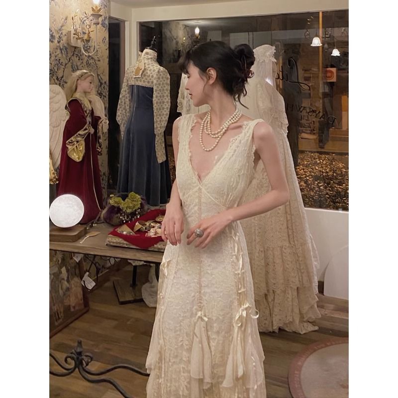 Vestido Gótico de Encaje, Vest - Maxi Dress Halter reseña y precio